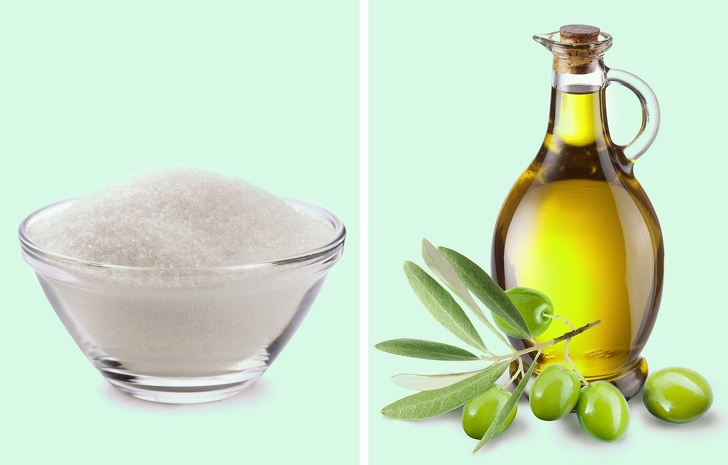 Sugar and olive oil