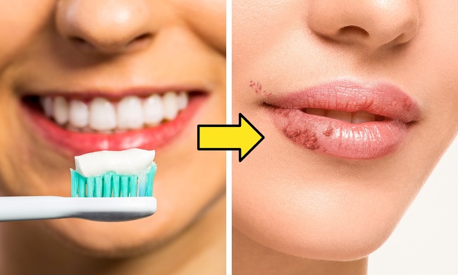 Using a toothbrush for peeling lips